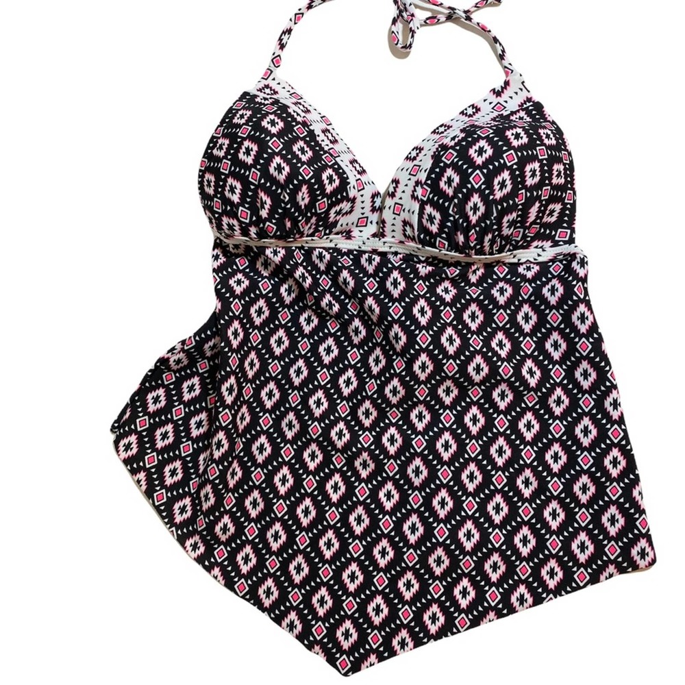 NWT SO Aztec Print Push Up Pink Black Tankini Top Brand New Women’s Small
